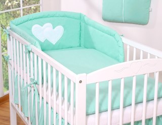 Ochraniacz do łóżeczka na szczebelki uniwersalny - Serduszka miętowe