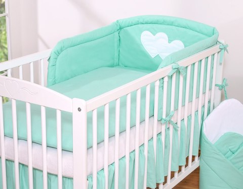 Ochraniacz do łóżeczka na szczebelki uniwersalny - Serduszka miętowe