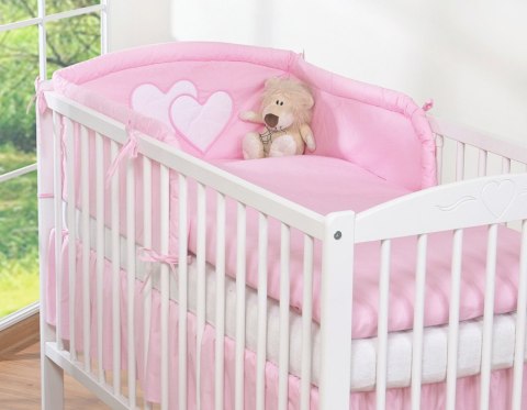 Ochraniacz do łóżeczka na szczebelki uniwersalny - Serduszka różowe