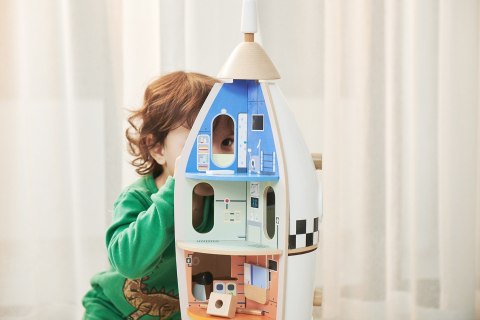 CLASSIC WORLD Drewniana Rakieta Domek dla Dzieci + Figurki 51el.