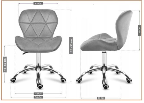 Krzesło obrotowe VASTO OFFICE FABRIC GREY ROSE GOLD