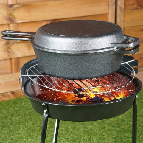 Zestaw Garnek z Patelnią Uchwytem Rączką Żeliwny Solidny Trwały VILDE 42 cm