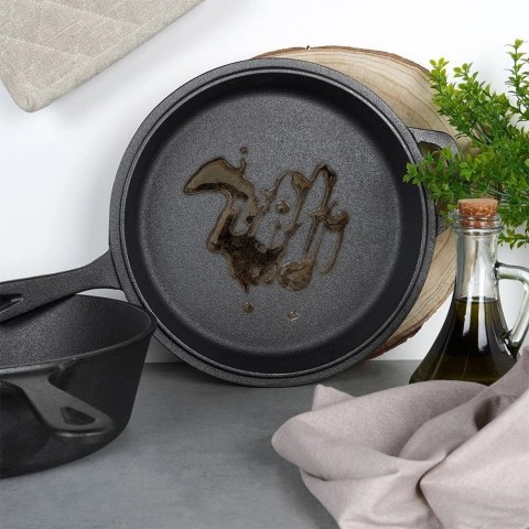 Zestaw Garnek z Patelnią Uchwytem Rączką Żeliwny Solidny Trwały VILDE 42 cm