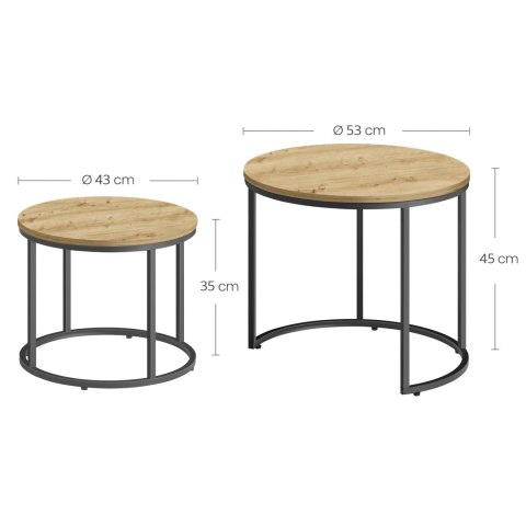 Stolik kawowy okrągły 2szt - artisan / nogi czarne