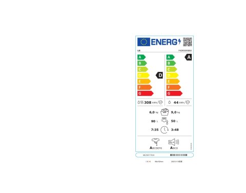 LG | Pralka z suszarką | F4DR509SBW | Klasa efektywności energetycznej A | Ładowanie od frontu | Pojemność prania 9 kg | 1400 ob