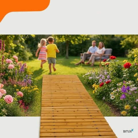 ŚCIEŻKA DREWNIANA OGRODOWA PODEST DREWNIANY DRZEWO CEDROWE 250x75cm