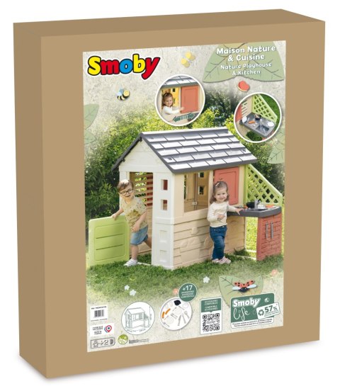 Smoby Domek Nature z kuchnią + 17 akcesoriów