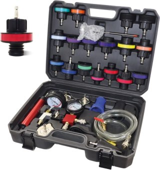 Tester Szczelności Układu Chłodzenia 28 el. Pompa + 21 Adapterów