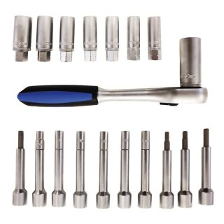 Zestaw nasadek do montażu amortyzatorów z gzechotką 1/2" 18 elementów