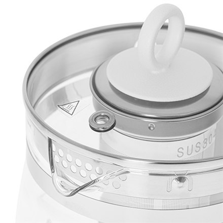 Adler | Czajnik | AD 1299 | Elektryczny | 2200 W | 1,5 L | Szkło/stal nierdzewna | Podstawa obrotowa 360° | Biały