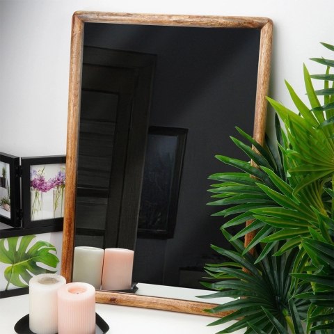 Lustro Ścienne Drewniane Prostokątne Wiszące Dekoracyjne VILDE 40 x 60 cm