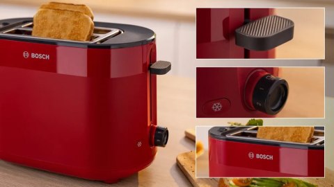 Toster kompaktowy Bosch | TAT2M124 MyMoment | Moc 950 W | Liczba gniazd 2 | Materiał obudowy Tworzywo sztuczne | Czerwony