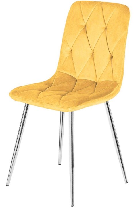 Krzesło tapicerowane BORGO VELVET MUSTARD SILVER