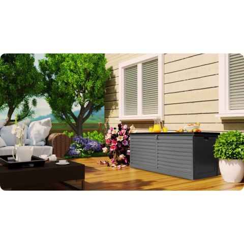 Skrzynia ogrodowa 143x57x53,5 cm 390 l czarno-szara