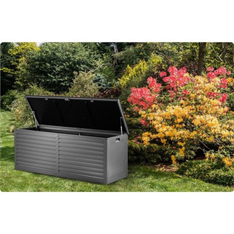 Skrzynia ogrodowa 143x57x53,5 cm 390 l czarno-szara