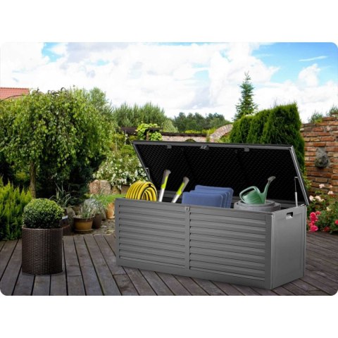Skrzynia ogrodowa 143x57x53,5 cm 390 l czarno-szara
