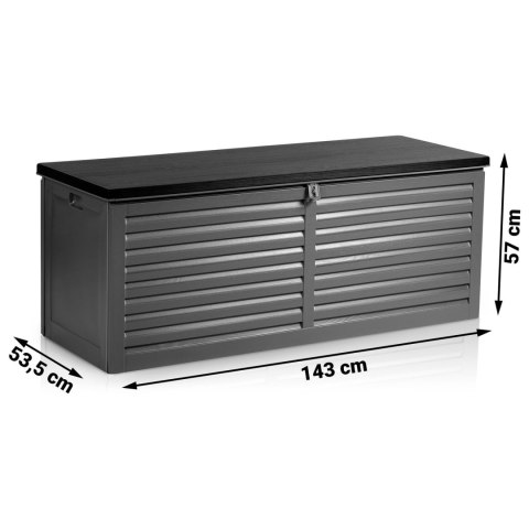 Skrzynia ogrodowa 143x57x53,5 cm 390 l czarno-szara