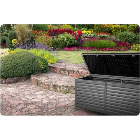 Skrzynia ogrodowa 143x57x53,5 cm 390 l czarno-szara