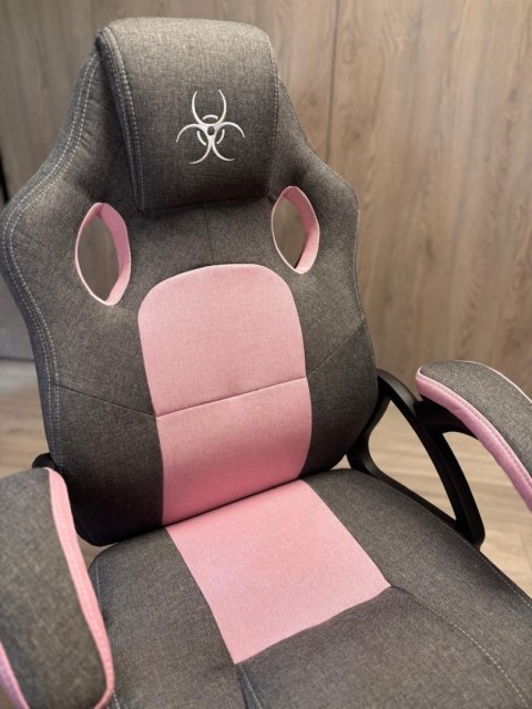 Fotel obrotowy do biurka CARRERA M STONE GREY + PINK FABRIC II GATUNEK