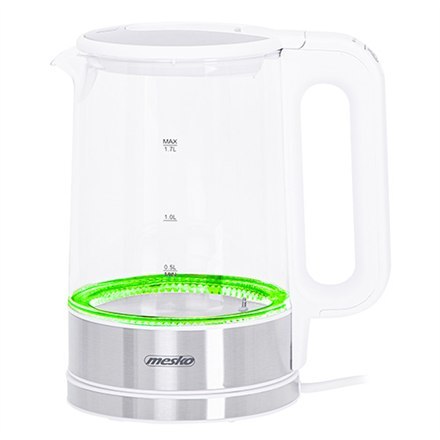 Mesko | Czajnik | MS 1301w | Elektryczny | 1850 W | 1,7 L | Szkło/stal nierdzewna | Podstawa obrotowa 360° | Biały