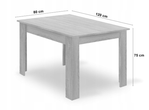 Zestaw do jadalni stół prostokątny 120x80 cm dąb sonoma + 4 krzesła MARK czarne Leobert