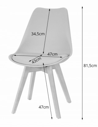Zestaw do jadalni stół okrągły KAMI 80 cm biały + 4 krzesła MARK szare Leobert