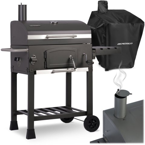 Grill węglowy z rusztem żeliwnym 57x43 cm z pokrowcem czarny Berdsen BD-891