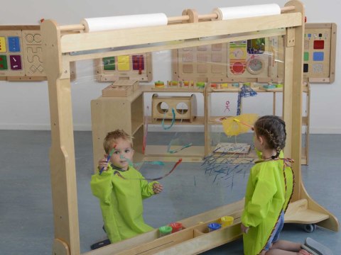 MASTERKIDZ Ogromna Drewniana Sztaluga Okienna Do Malowania