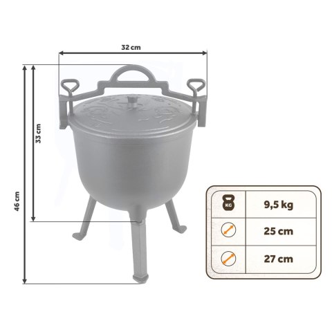 Kociołek żeliwny 8l garnek myśliwski pieczonki na ognisko grill BD-482 348200