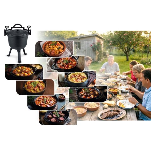 Kociołek żeliwny 8l garnek myśliwski pieczonki na ognisko grill BD-482 348200
