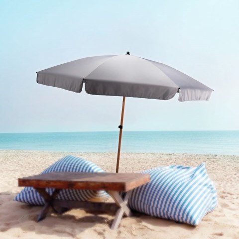 Parasol Ogrodowy Regulowany 200 cm AMBIANCE Szary z Pokrowcem