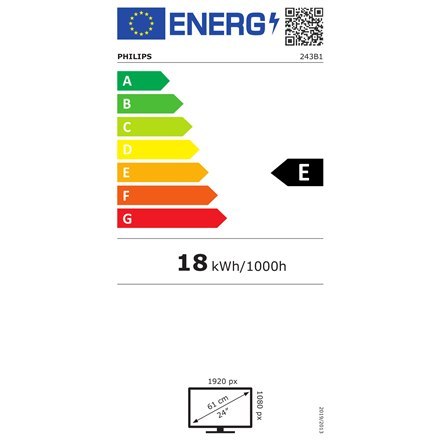 Philips | 243B1/00 | 23.8 " | IPS | FHD | 16:9 | 4 ms | 250 cd/m² | Czarny | Porty HDMI w ilości 1 | 75 Hz