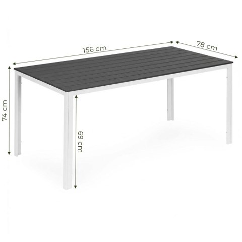 Stół ogrodowy 6-osobowy 156x78 cm polywood meble na taras szare białe MultiGarden