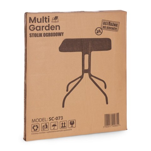 Stolik ogrodowy kwadratowy 80 cm szkło hartowane otwór na parasol czarny MultiGarden