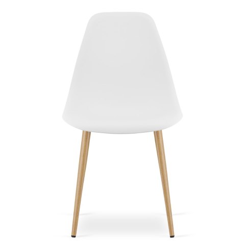 Zestaw Stół KAMI Okrągły 60cm - biały / naturalne nogi + 2 krzesła WAT białe / nogi naturalne
