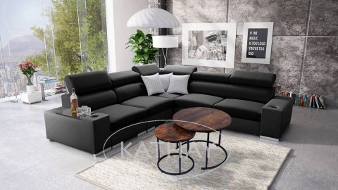 Nowoczesne stoliki kawowe okrągłe zestaw 2w1 loft industrial ława stół stolik dąb antyczny