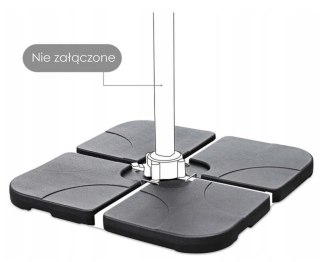 Podstawa pod parasol ogrodowy stojak obciążnik baza kwadratowa czarna 4 elementy 50x50x7,5cm 80kg