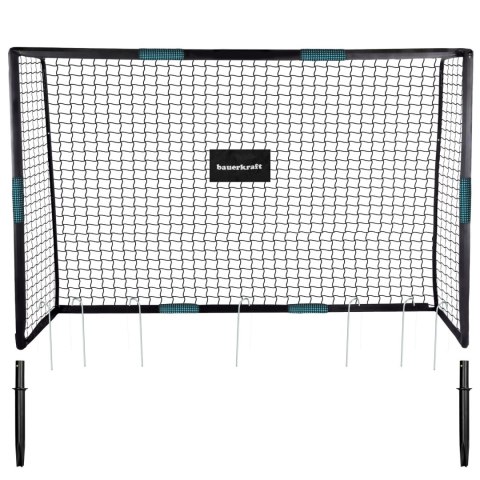 Metalowa bramka piłkarska z siatką treningową do gry w piłkę nożną 180x120x60 cm czarno-niebieska