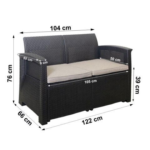 Zestaw mebli ogrodowych komplet technorattan sofa fotele stolik taras ogród