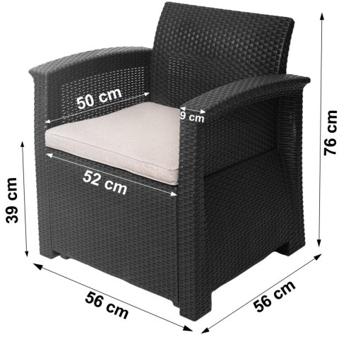 Zestaw mebli ogrodowych komplet technorattan sofa fotele stolik taras ogród