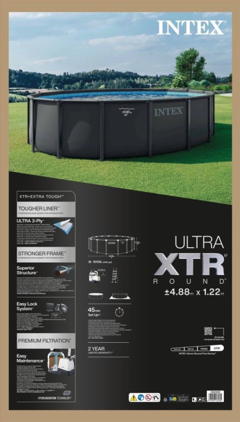 Basen ogrodowy stelażowy Ultra XTR Frame 488x122 cm INTEX 26326 ND