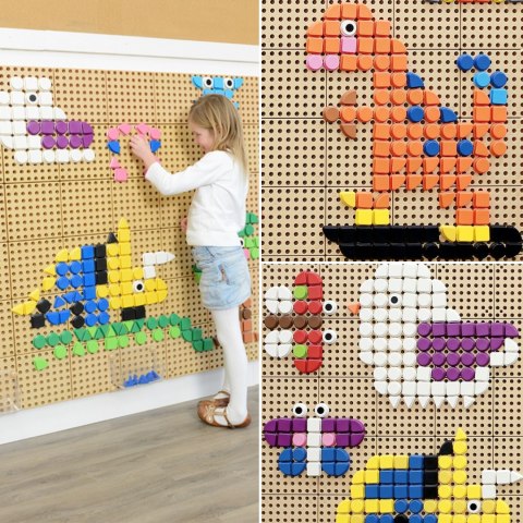 MASTERKIDZ Wolnostojąca Tablica Ściana STEM 166 x 125 cm + Akcesoria Kołki Zębatki Klocki Narzędzia Tor Kulkowy