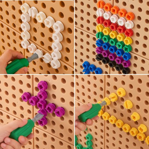 MASTERKIDZ Wolnostojąca Tablica Ściana STEM 166 x 125 cm + Akcesoria Kołki Zębatki Klocki Narzędzia Tor Kulkowy