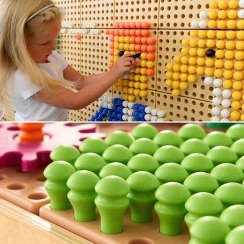 MASTERKIDZ Wolnostojąca Tablica Ściana STEM 166 x 125 cm + Akcesoria Kołki Zębatki Klocki Narzędzia Tor Kulkowy