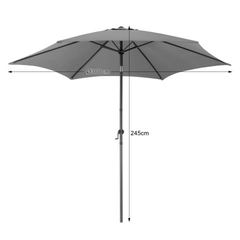 Składany parasol ogrodowy balkonowy regulowany 300 cm grafitowy 50UV Bauerkraft