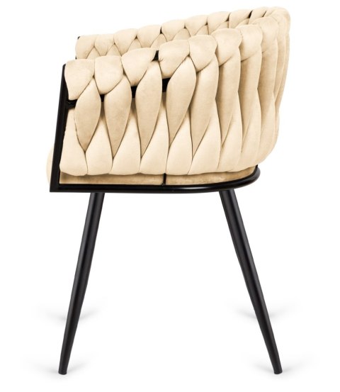 Krzesło plecione Lugano fotel TRECCIA BEIGE VELVET SMOKE