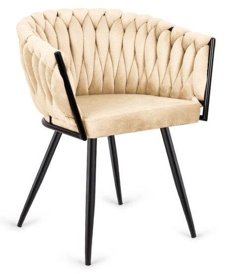 Krzesło plecione Lugano fotel TRECCIA BEIGE VELVET SMOKE