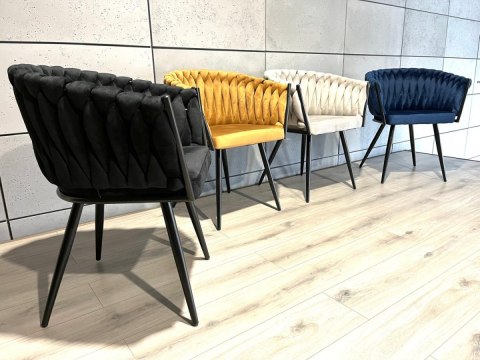 Krzesło plecione Lugano fotel TRECCIA BLACK VELVET SMOKE