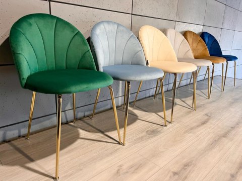 Krzesło tapicerowane CAMILA GREEN VELVET GOLD