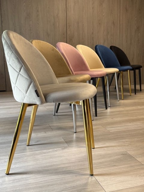 Krzesło tapicerowane GLORIA LIGHT GREY VELVET GOLD